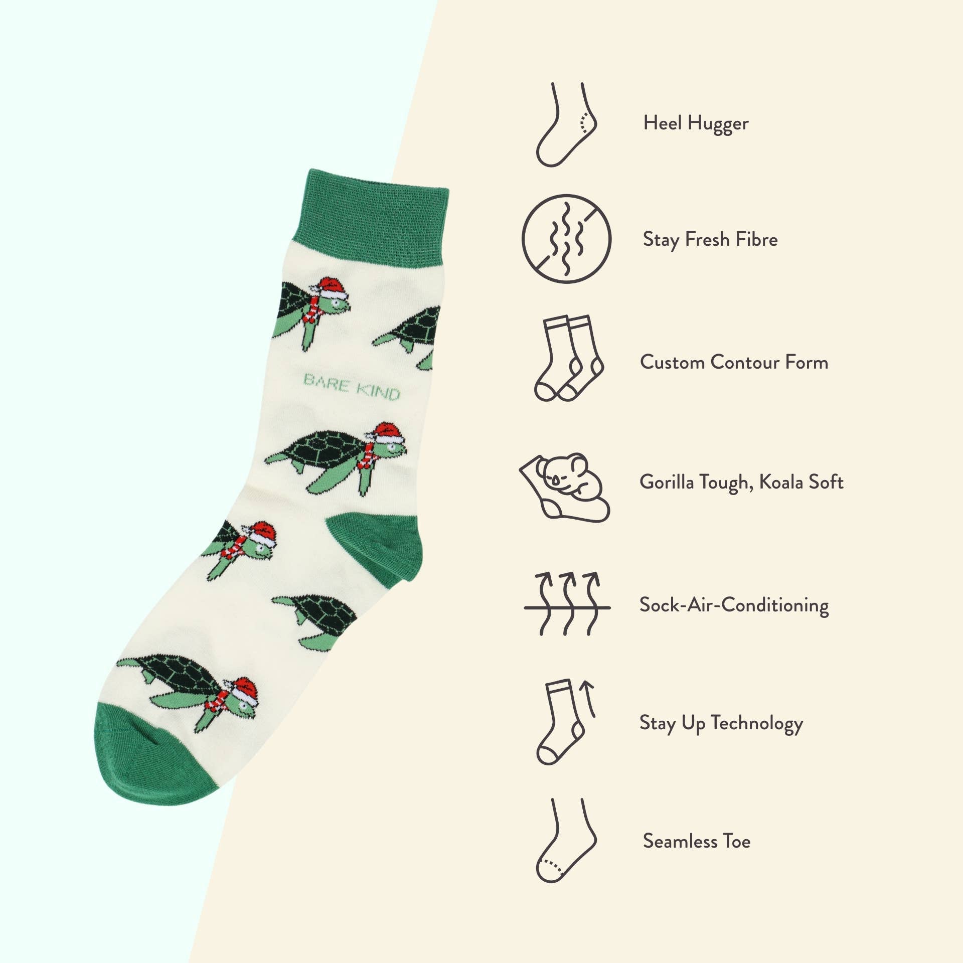 Bare Kind Christmas Turtle Socks