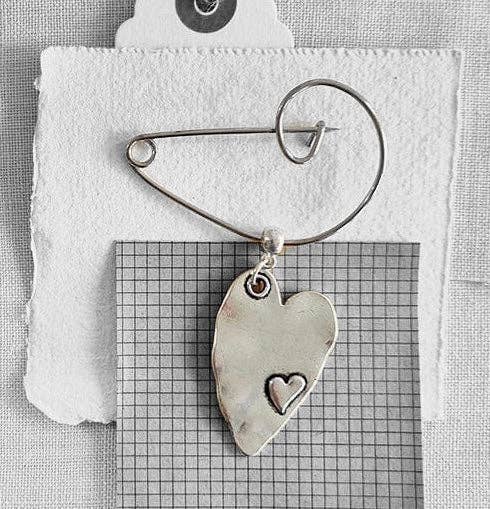 Sleek Heart Swirl Brooch by Gist Jewellery