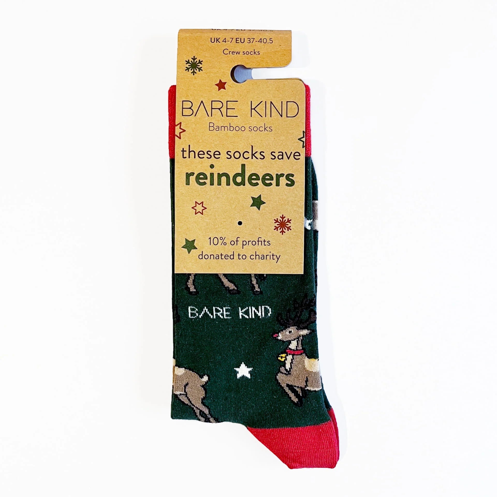 Bare Kind Christmas Save the Reindeer Bamboo Socks