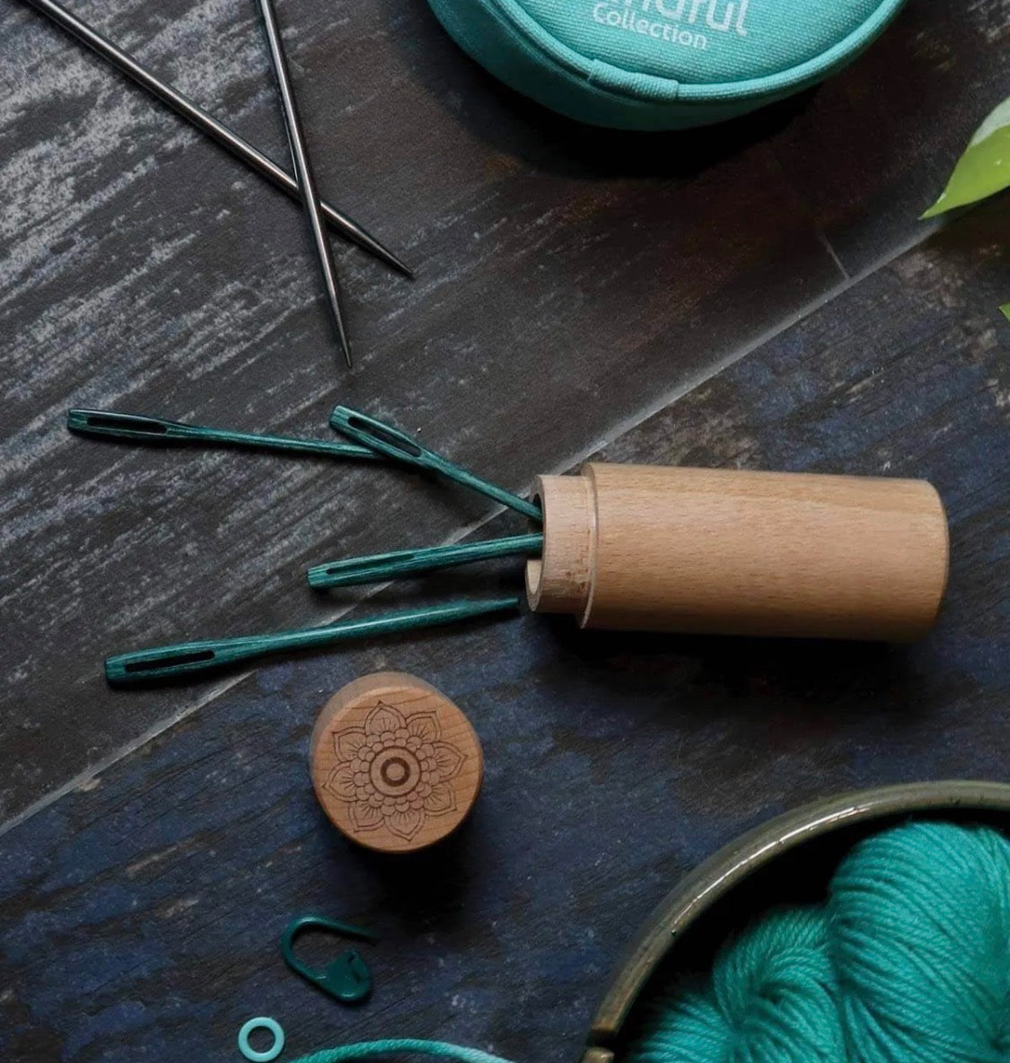 The Mindful Collection Teal Wooden Darning Needles