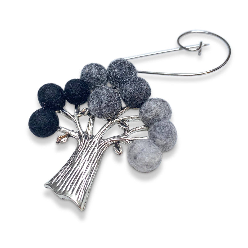 Tree of Life Brooch Black & Grey by Gist Jewellery
