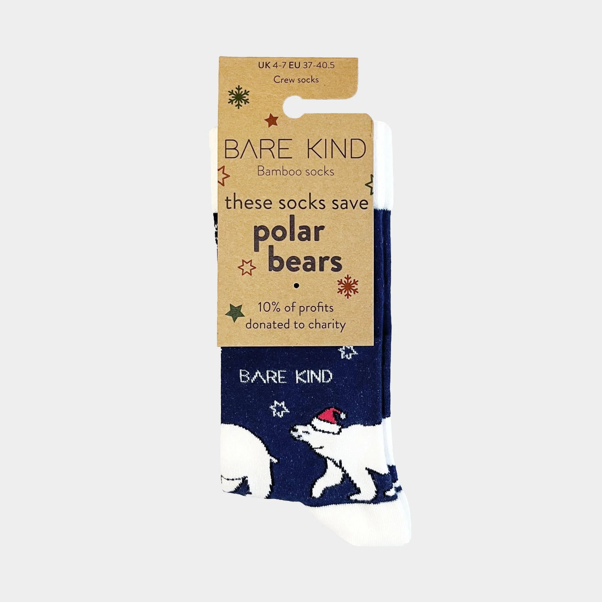 Bare Kind Christmas Save the Polar Bears Bamboo Socks