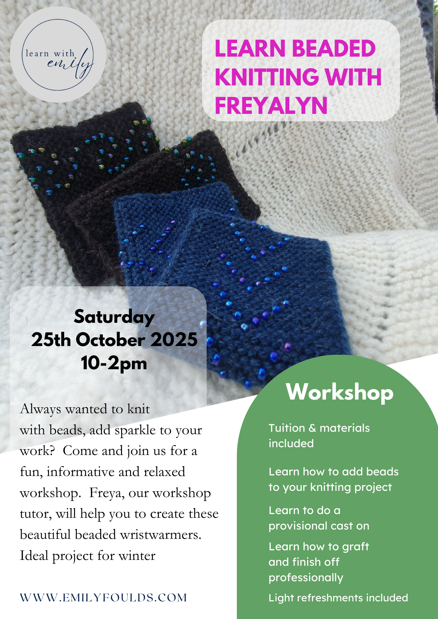 Knit Beaded Wrist Warmers Workshop
