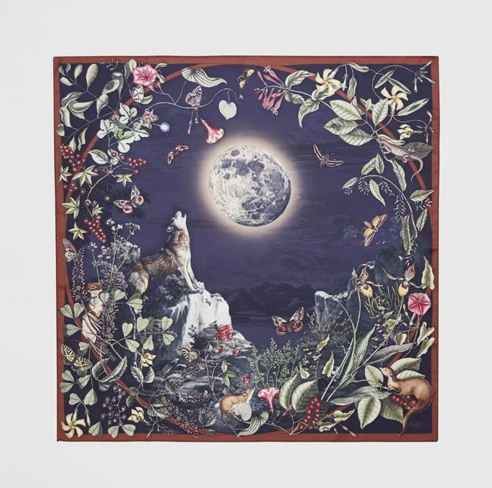 Fable England Wolf Garden Narrative Square Scarf