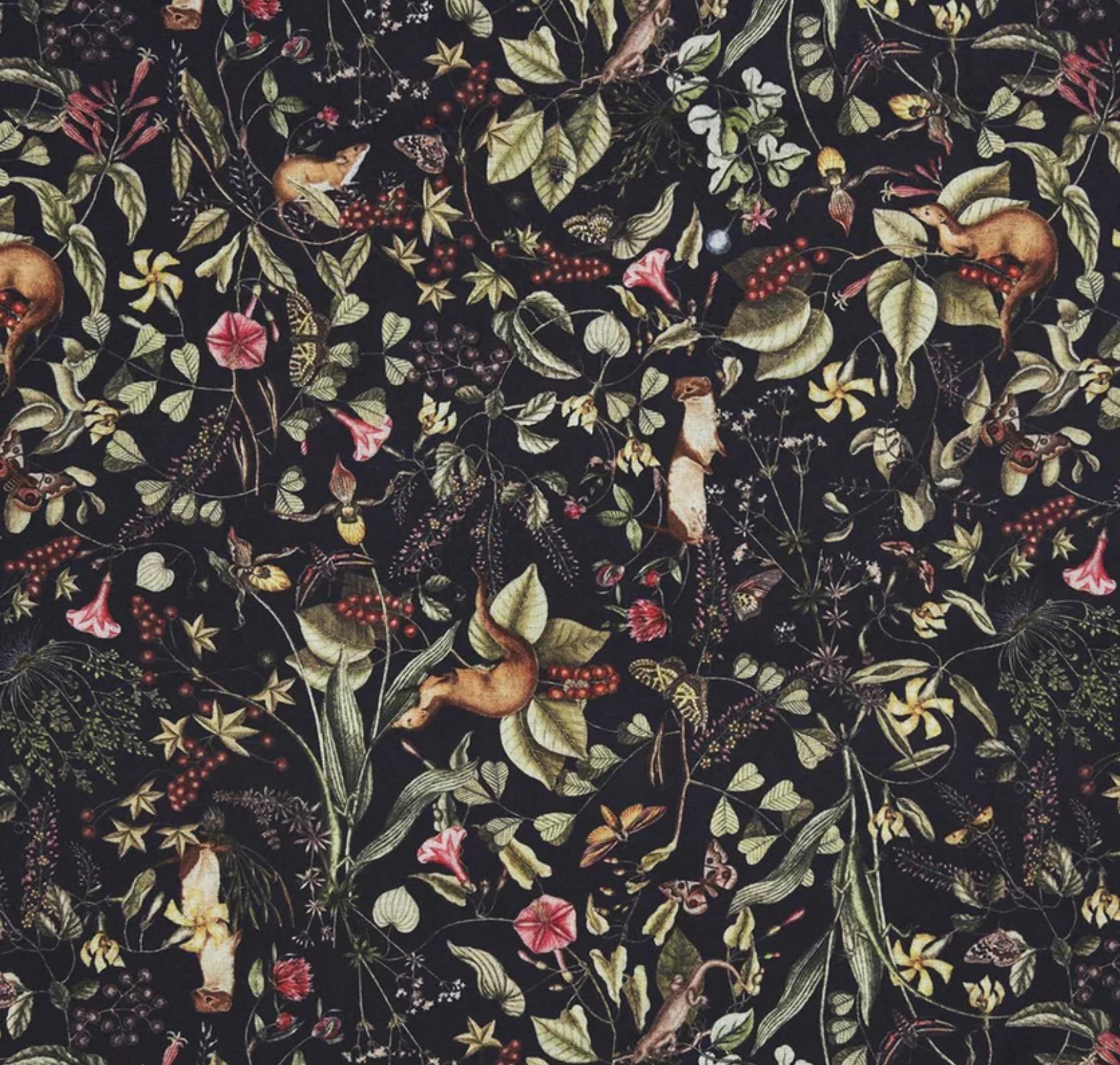 Fable England Wolf Garden Navy Scarf with Tassels