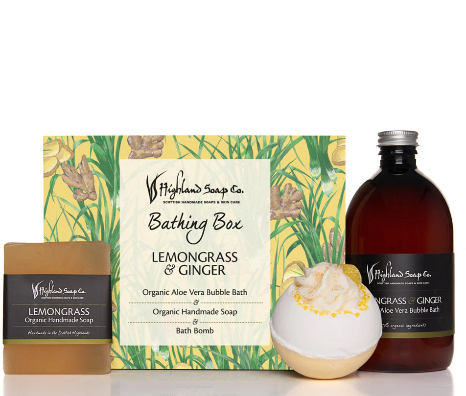 The Highland Soap Co Lemongrass and Ginger Bathing Box