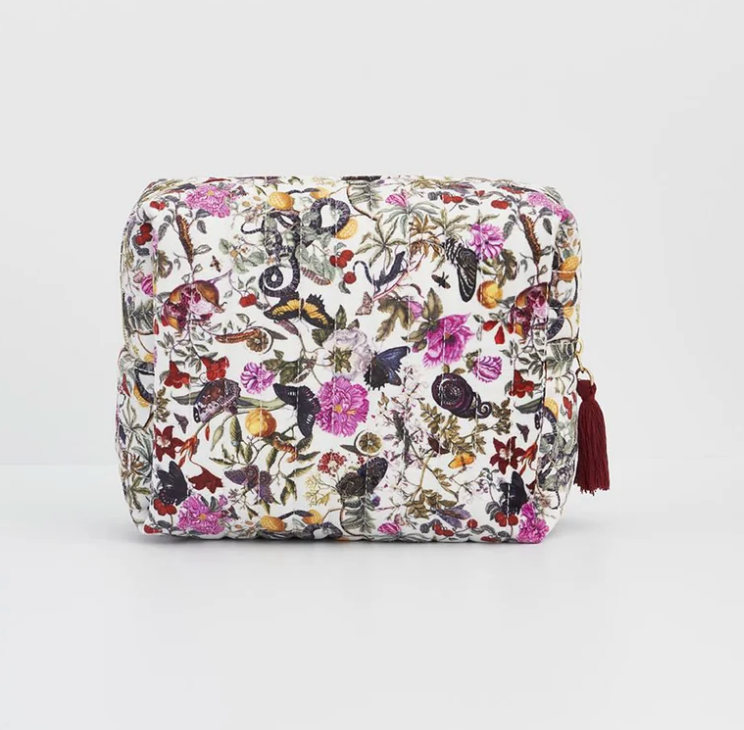 Floral Engravings Large Velvet Cosmetic/Project bag