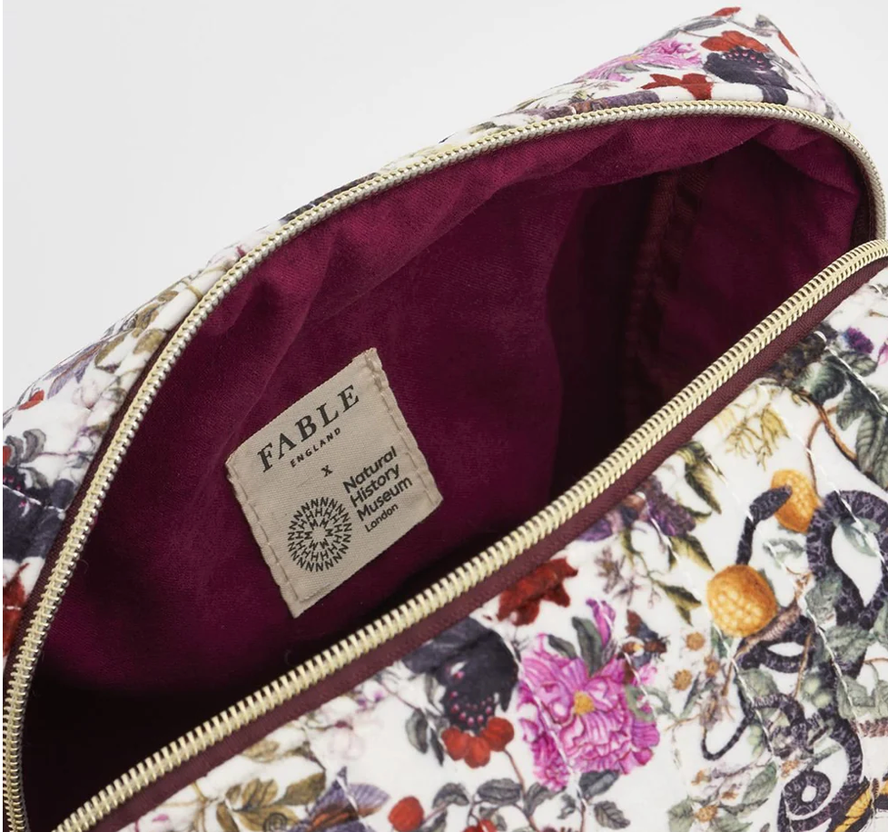 Floral Engravings Large Velvet Cosmetic/Project bag