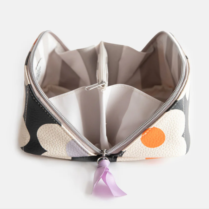 Caroline Gardener Multi Flower Charcoal Flat Lay Cosmetic/Project Bag