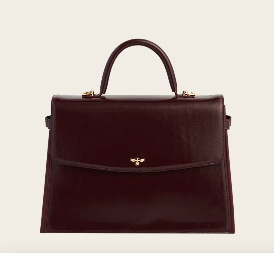 Fable England Structured Cherry Red Tote Bag