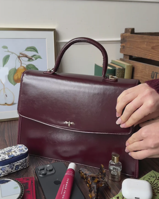 Fable England Structured Cherry Red Tote Bag