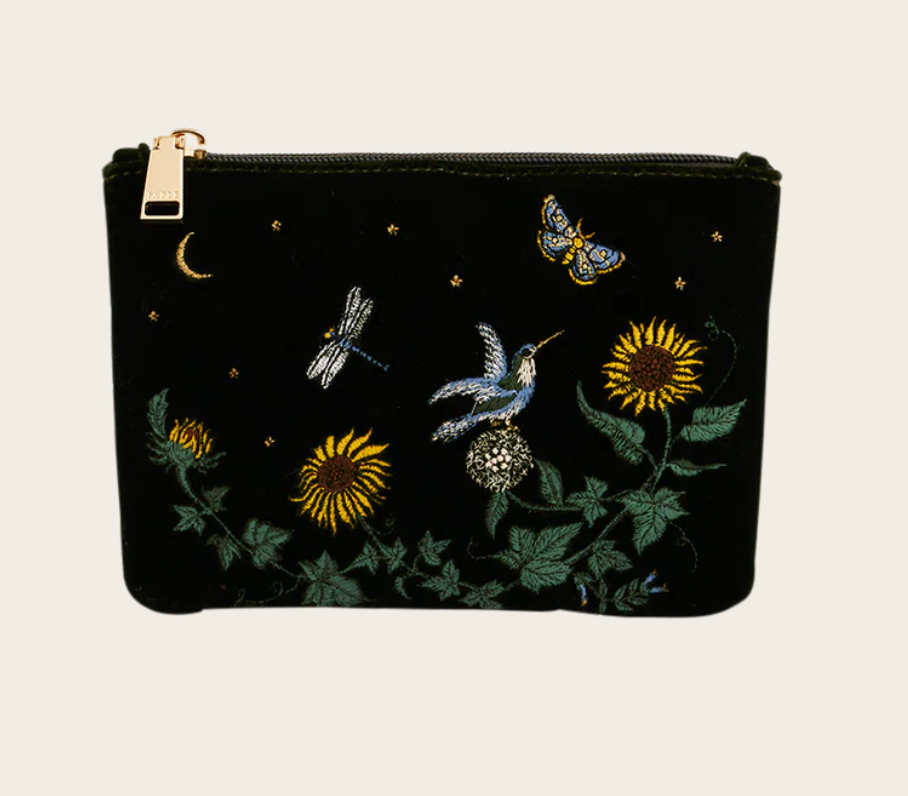 Fable England Sunflower Embroidered Pouch