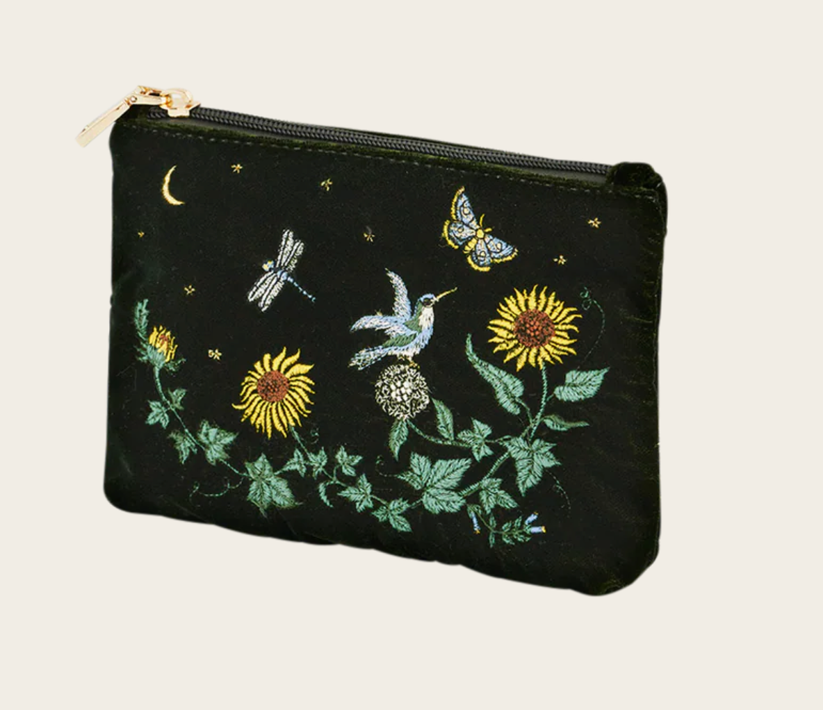 Fable England Sunflower Embroidered Pouch