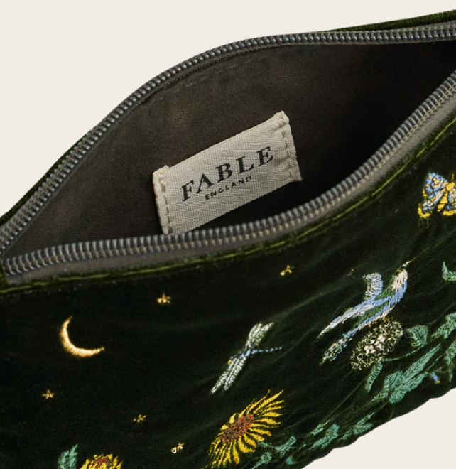 Fable England Sunflower Embroidered Pouch