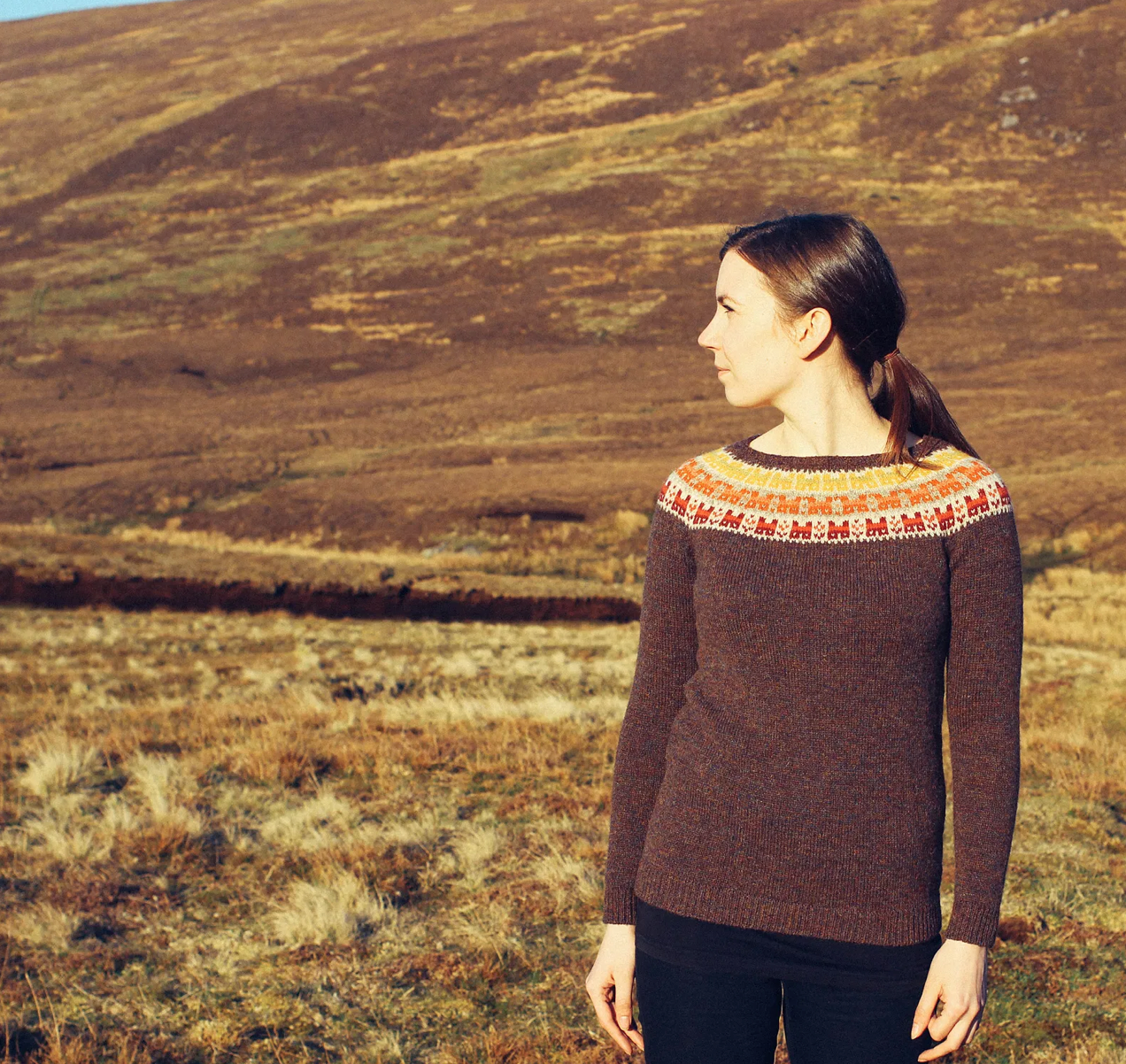 Crofthoose Yoke Sweater designed by Ella Gordon
