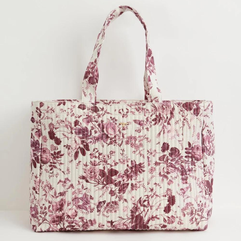 Fable Rambling Rose Tote Bag - Burgundy