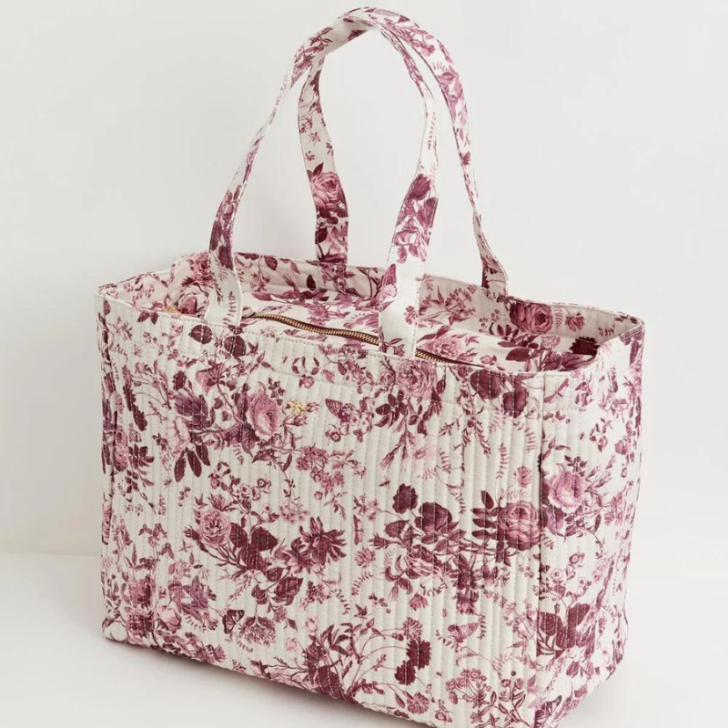 Fable Rambling Rose Tote Bag - Burgundy