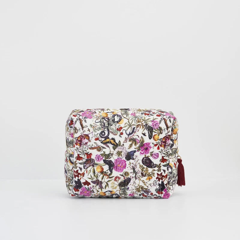 Fable England Floral Engravings Large Velvet Cosmetic Bag