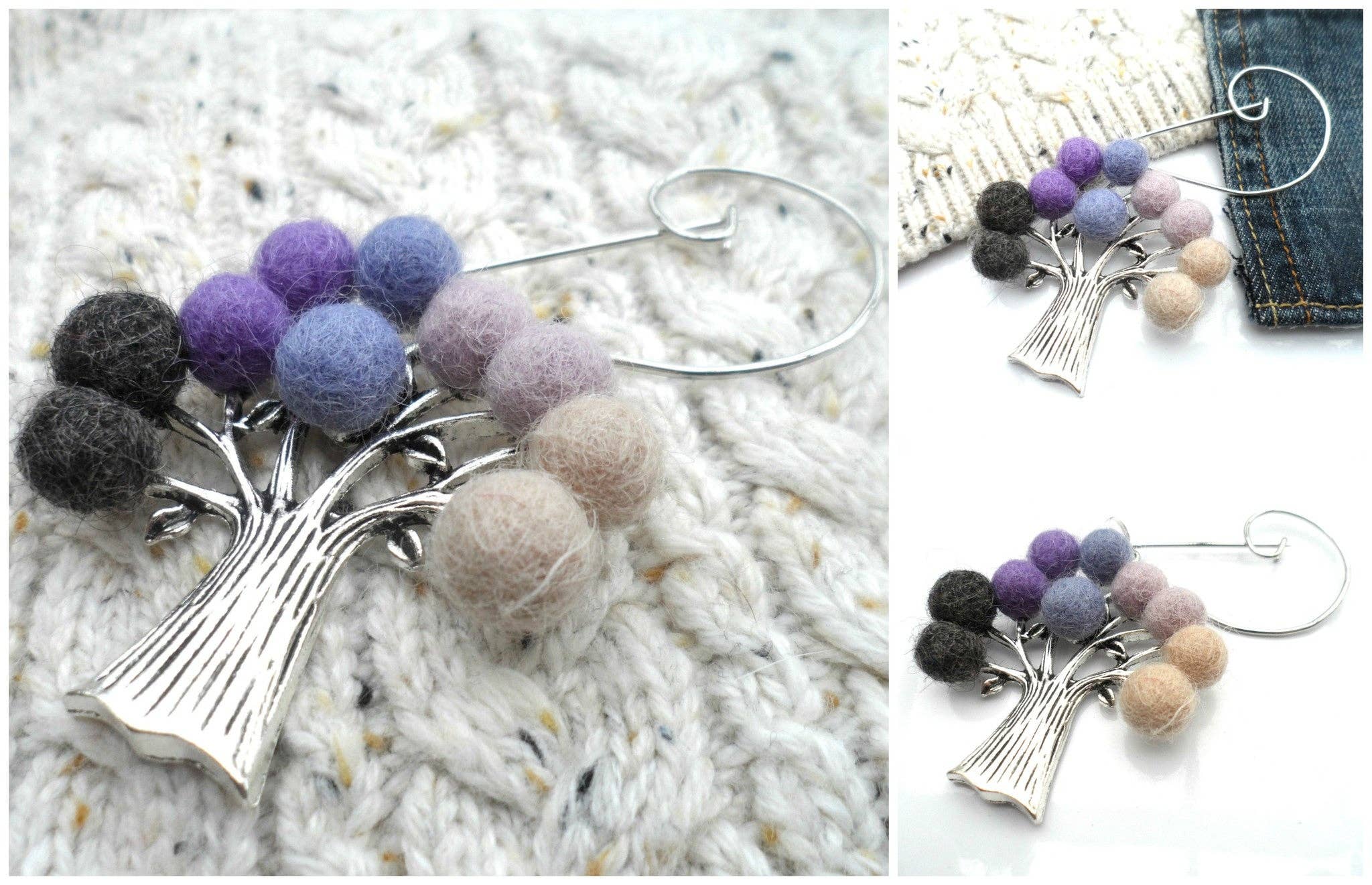 Tree Of Life Brooch Purple by Gist Jewellery