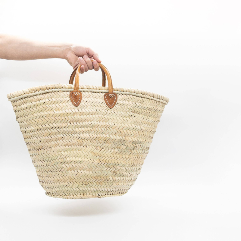 Luxury Straw and Leather Market Bag