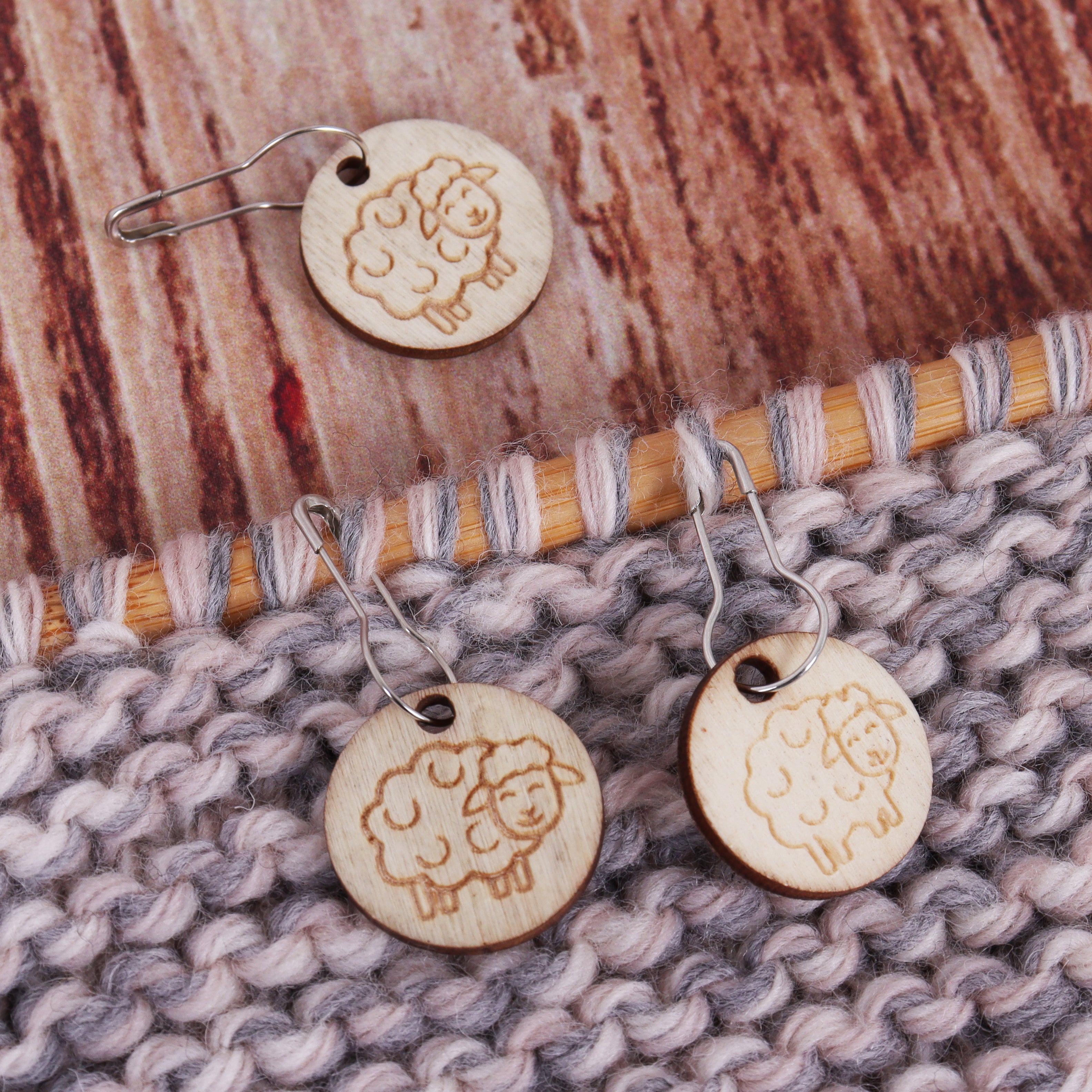 Milward Wooden Stitch Markers - Sheep
