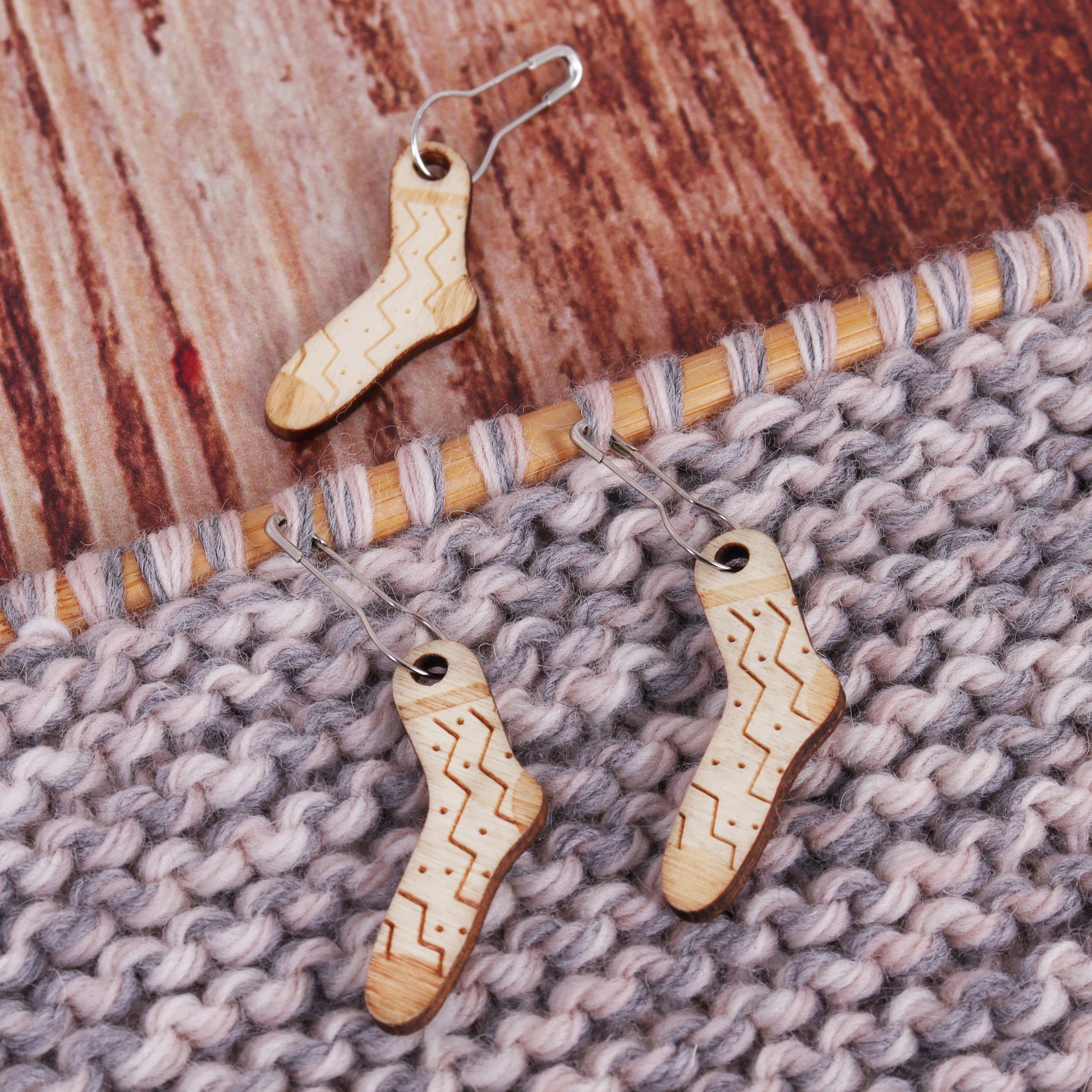 Milward Wooden Stitch Markers - Woolly Sock