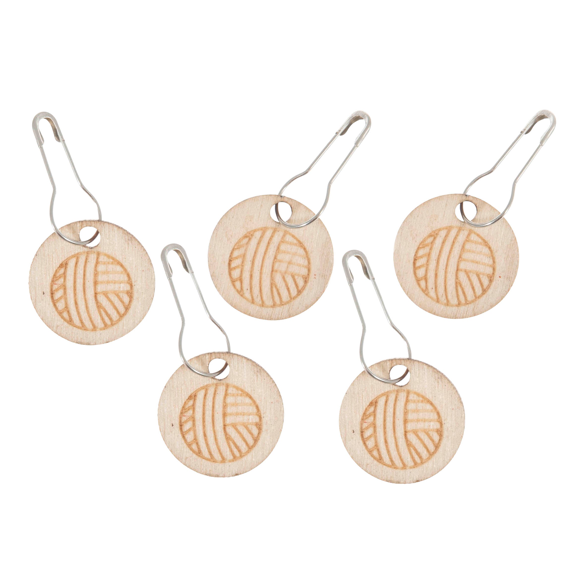 Milward Wooden Stitch Markers - Yarn Ball
