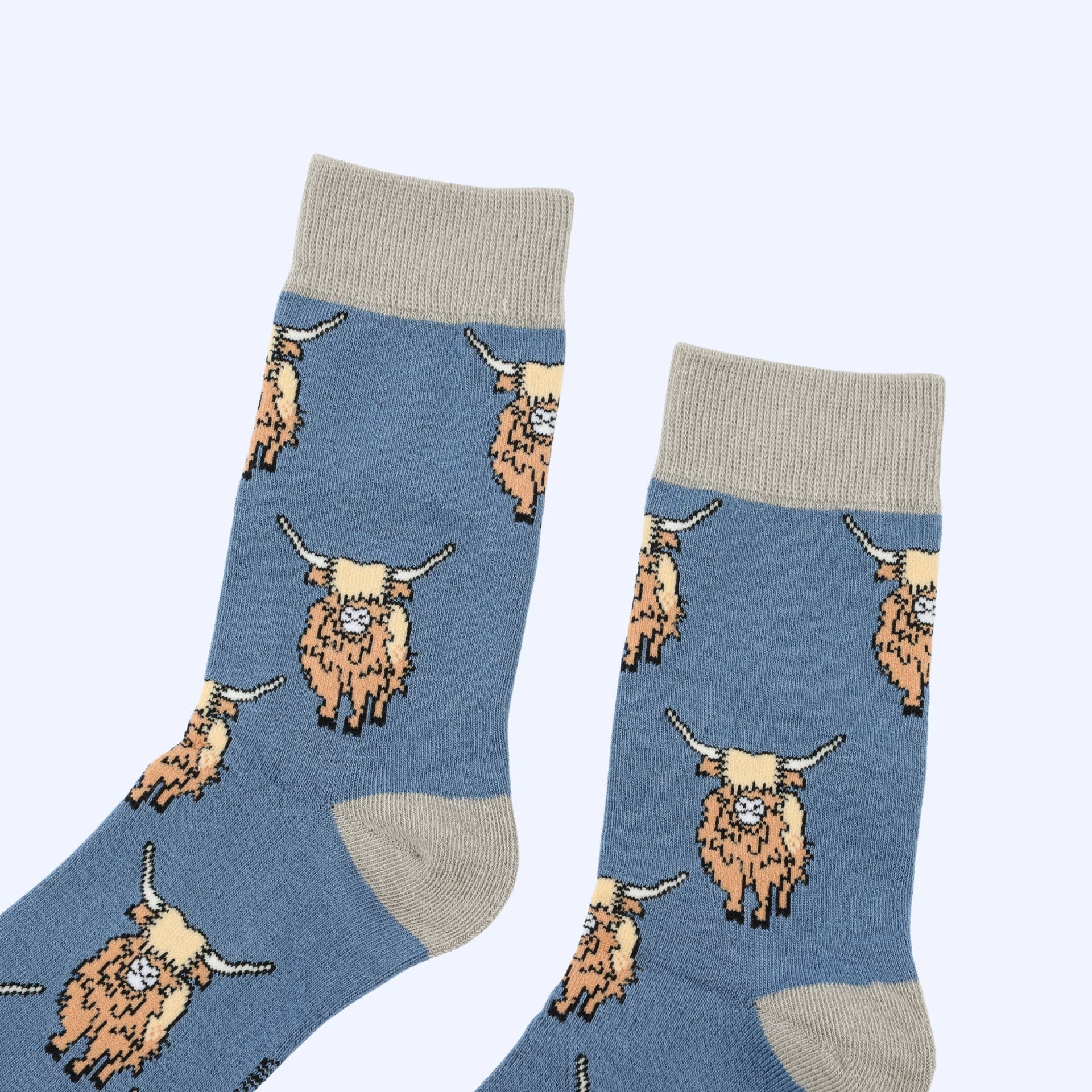 Highland Cow Socks | Bamboo Socks | Blue Socks