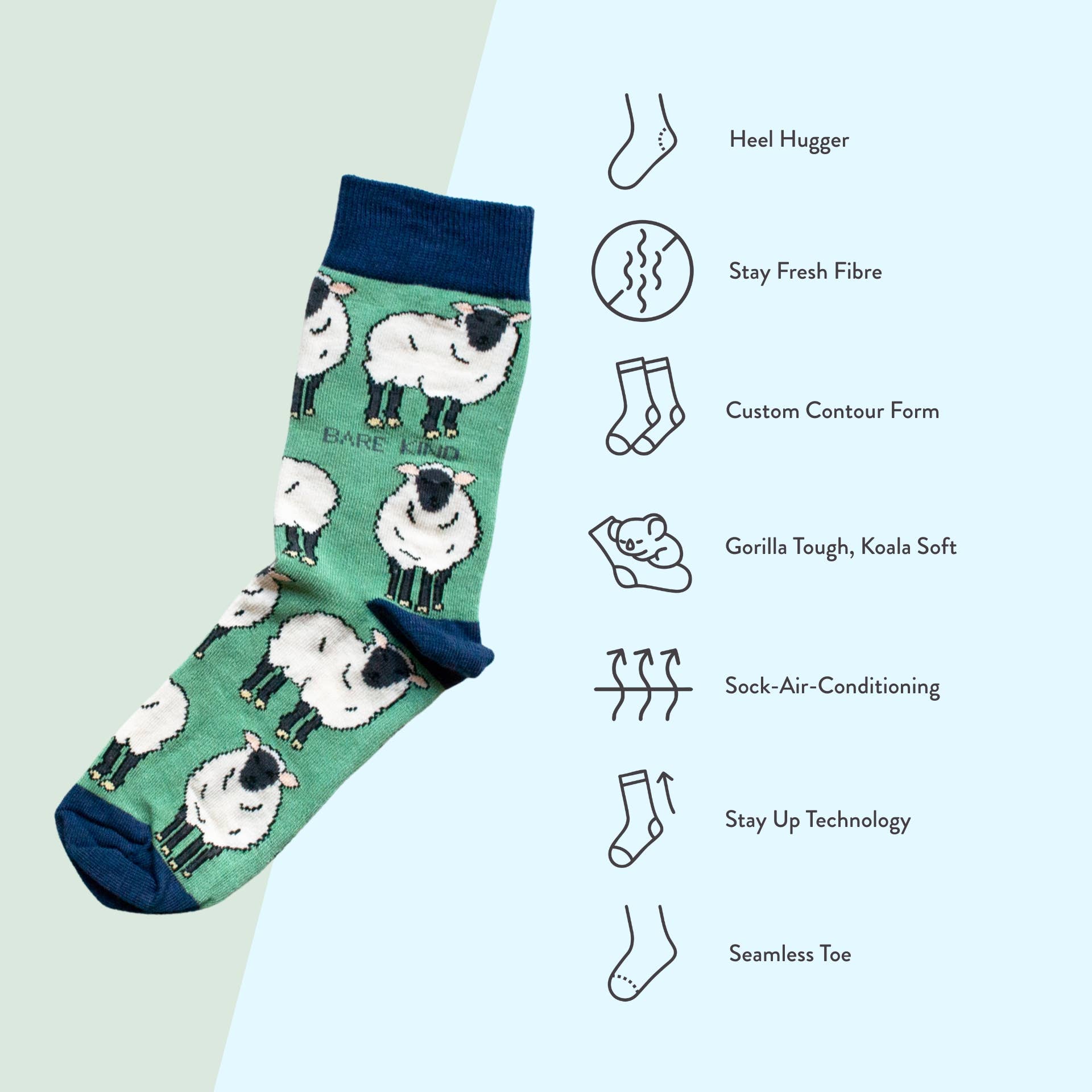 Bare Kind Bamboo Save the Sheep Socks