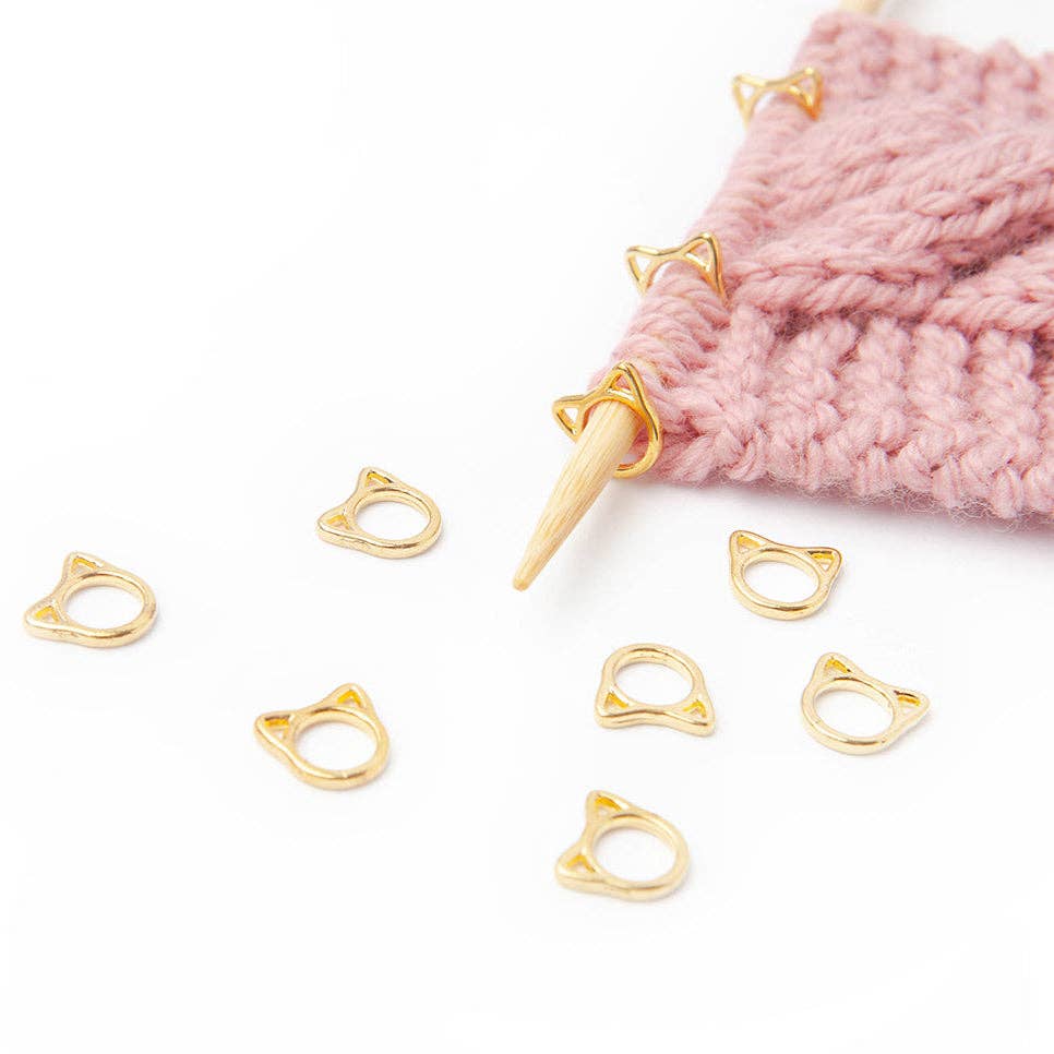 Twice Sheared Sheep Solid Cats Stitch Markers Gold