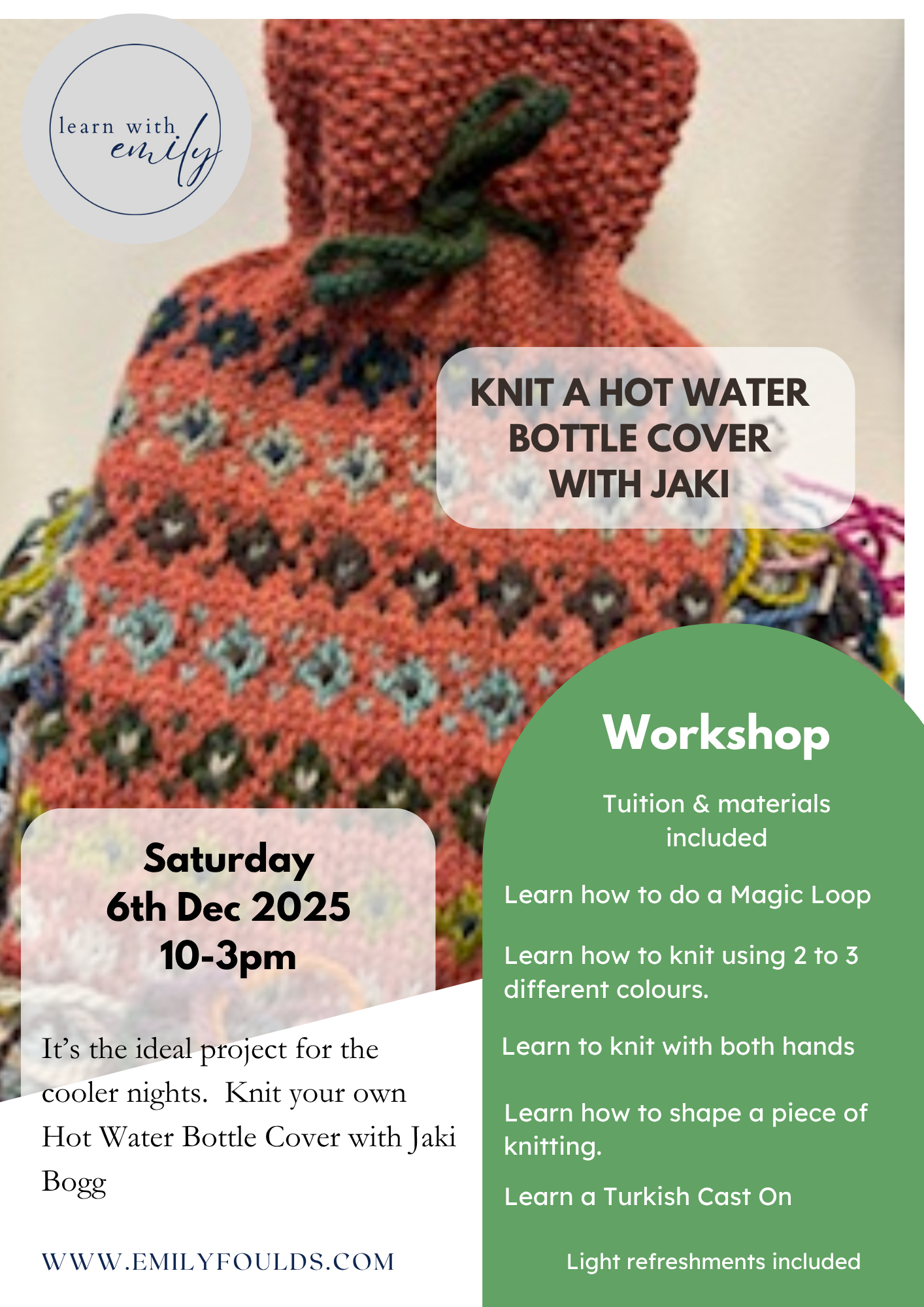 Hot Water Cover Workshop with Jaki Bog