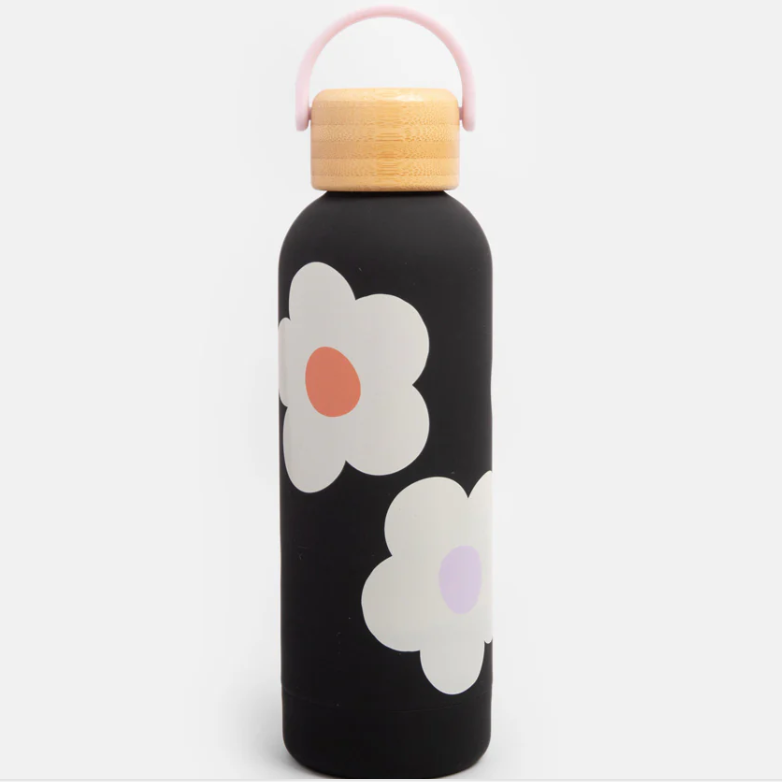 Caroline Gardener Multi Flower Charcoal Metal Water Bottle