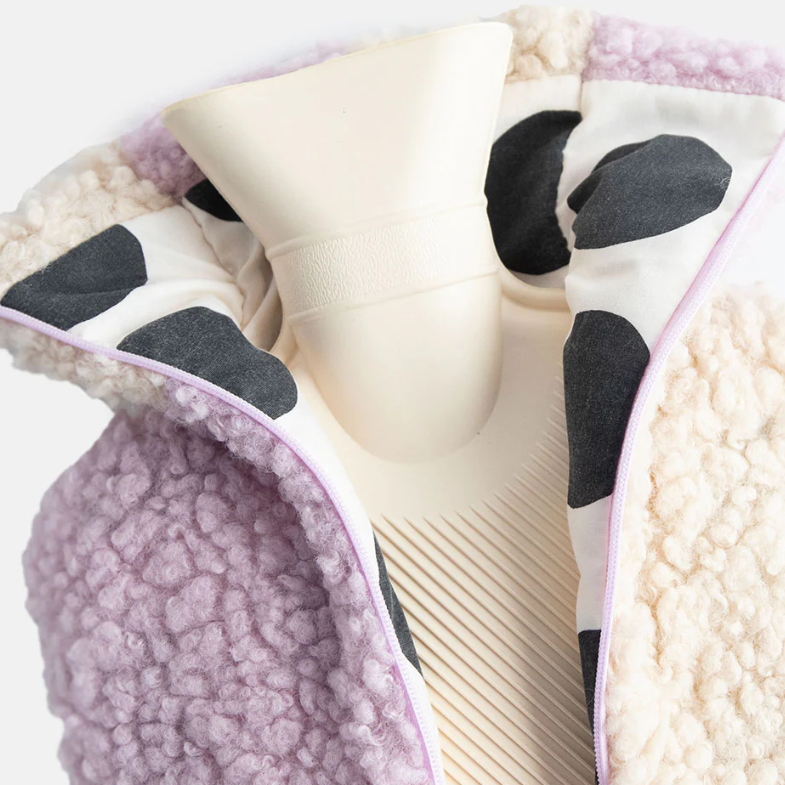 Caroline Gardener Lilac/Cream Check Borg Hot Water Bottle