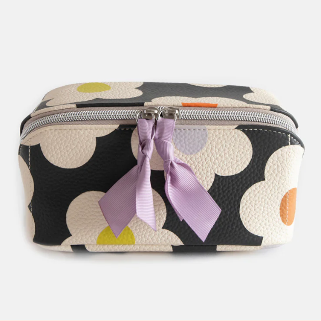 Caroline Gardener Multi Flower Charcoal Flat Lay Cosmetic/Project Bag