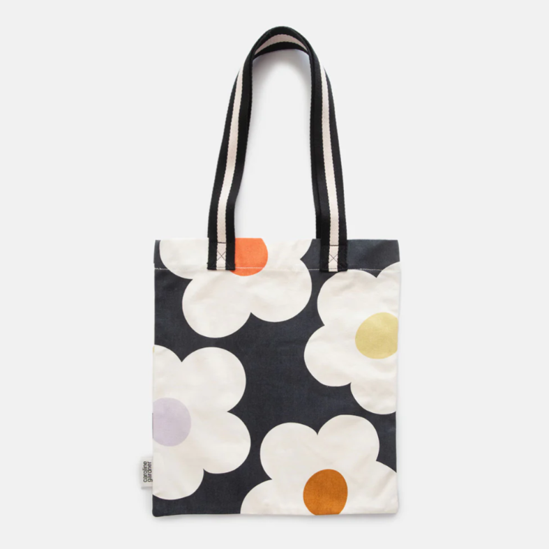 Caroline Gardener Multi Flower Charcoal Tote Bag