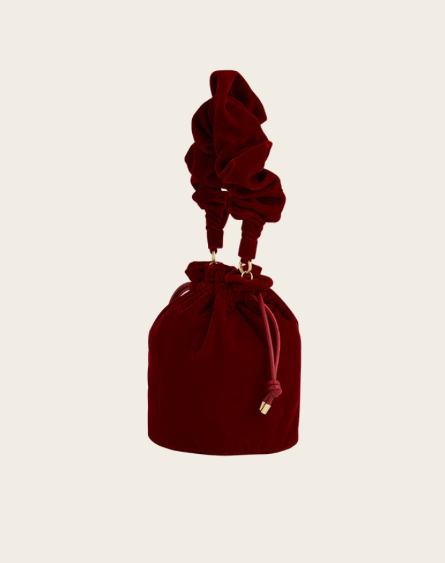Fable England Ruby Velvet Bucket Bag