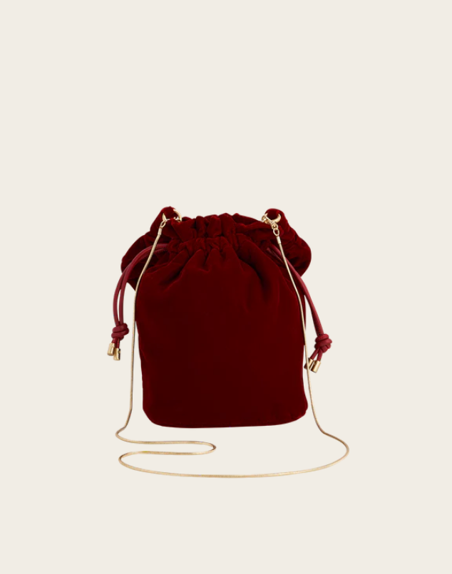 Fable England Ruby Velvet Bucket Bag