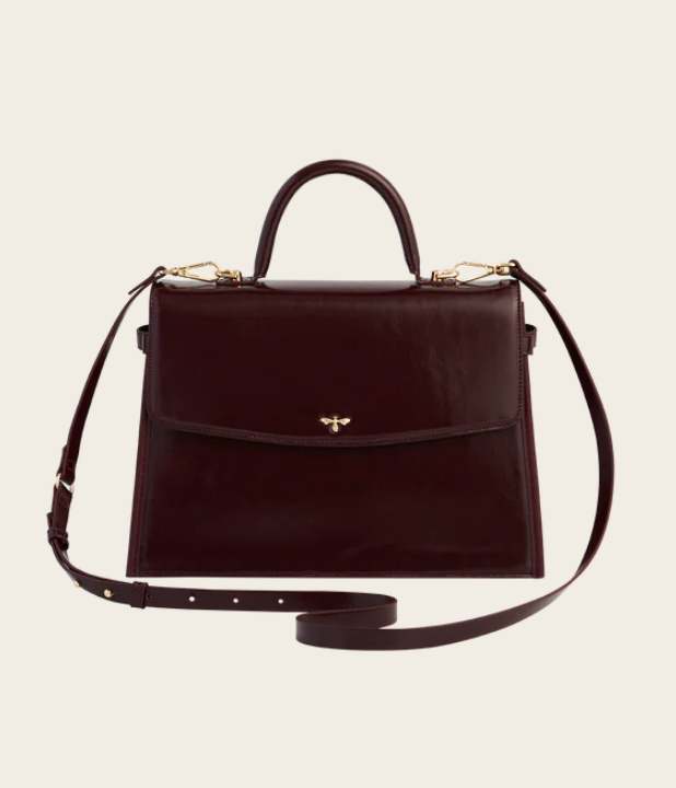 Fable England Structured Cherry Red Tote Bag