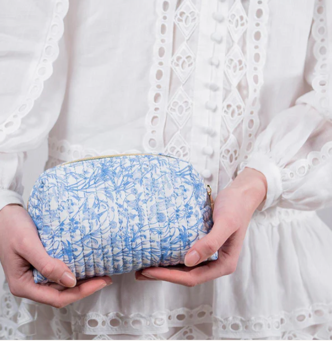 Fable England Bunny Blues Small Quilted Project & Make up Bag