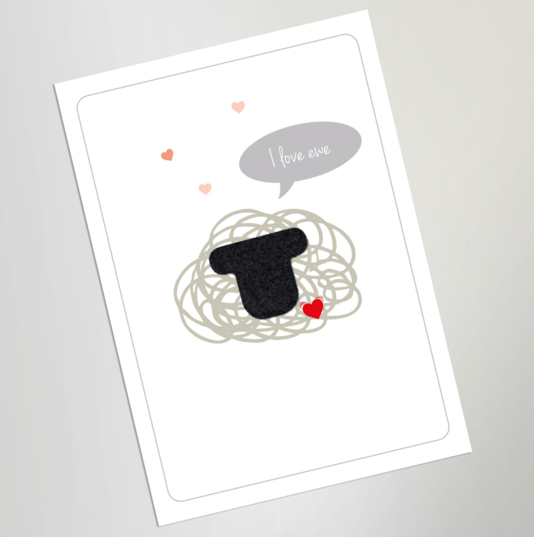 Little Beau Sheep I love you greeting card