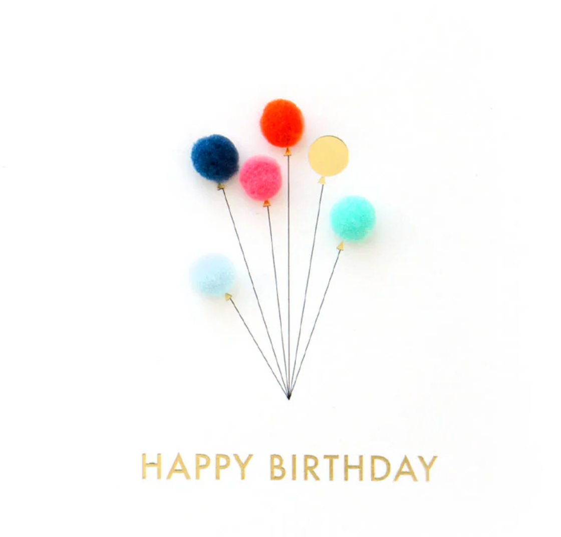 Caroline Gardner Happy Birthday Balloon Pom Pom Card