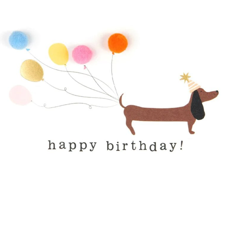 Caroline Gardner Greeting Card Cute Dog with Balloons