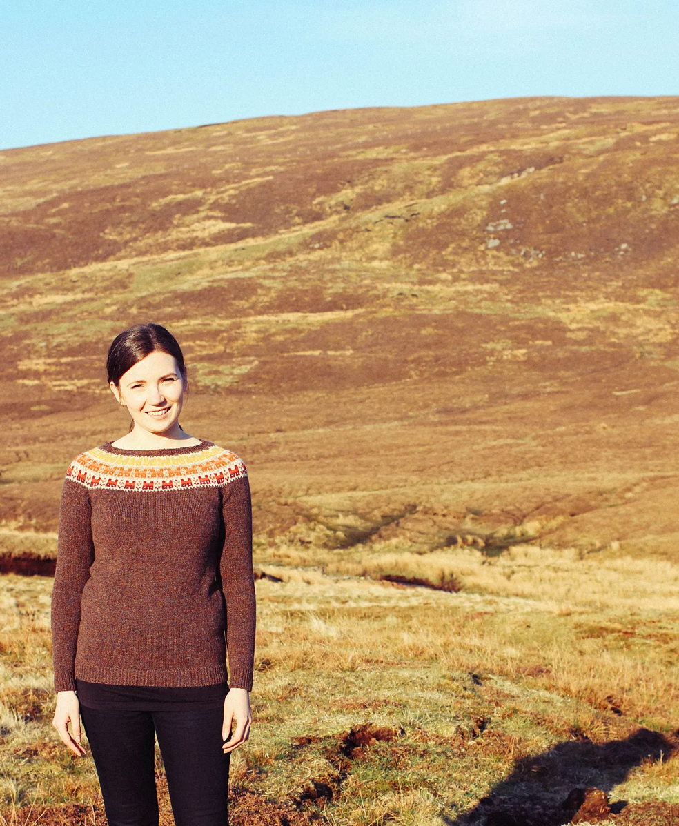 Crofthoose Yoke Sweater designed by Ella Gordon
