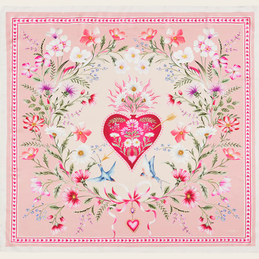 Fable England Pink Penelope Square Scarf
