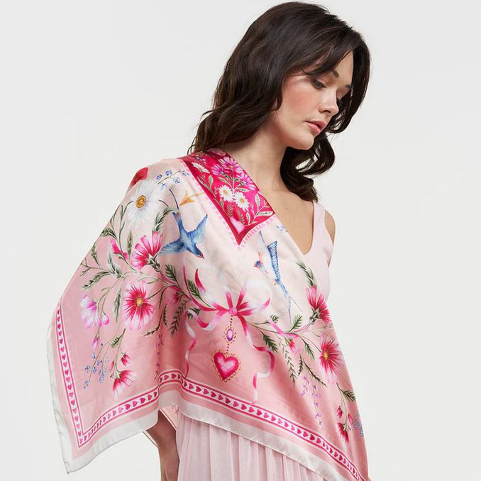 Fable England Pink Penelope Square Scarf