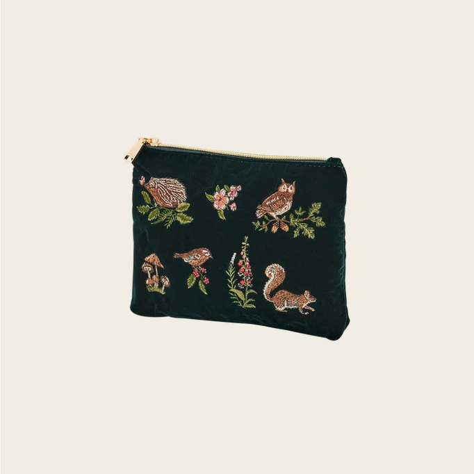 Fable England Orla Embroidered Green Pouch