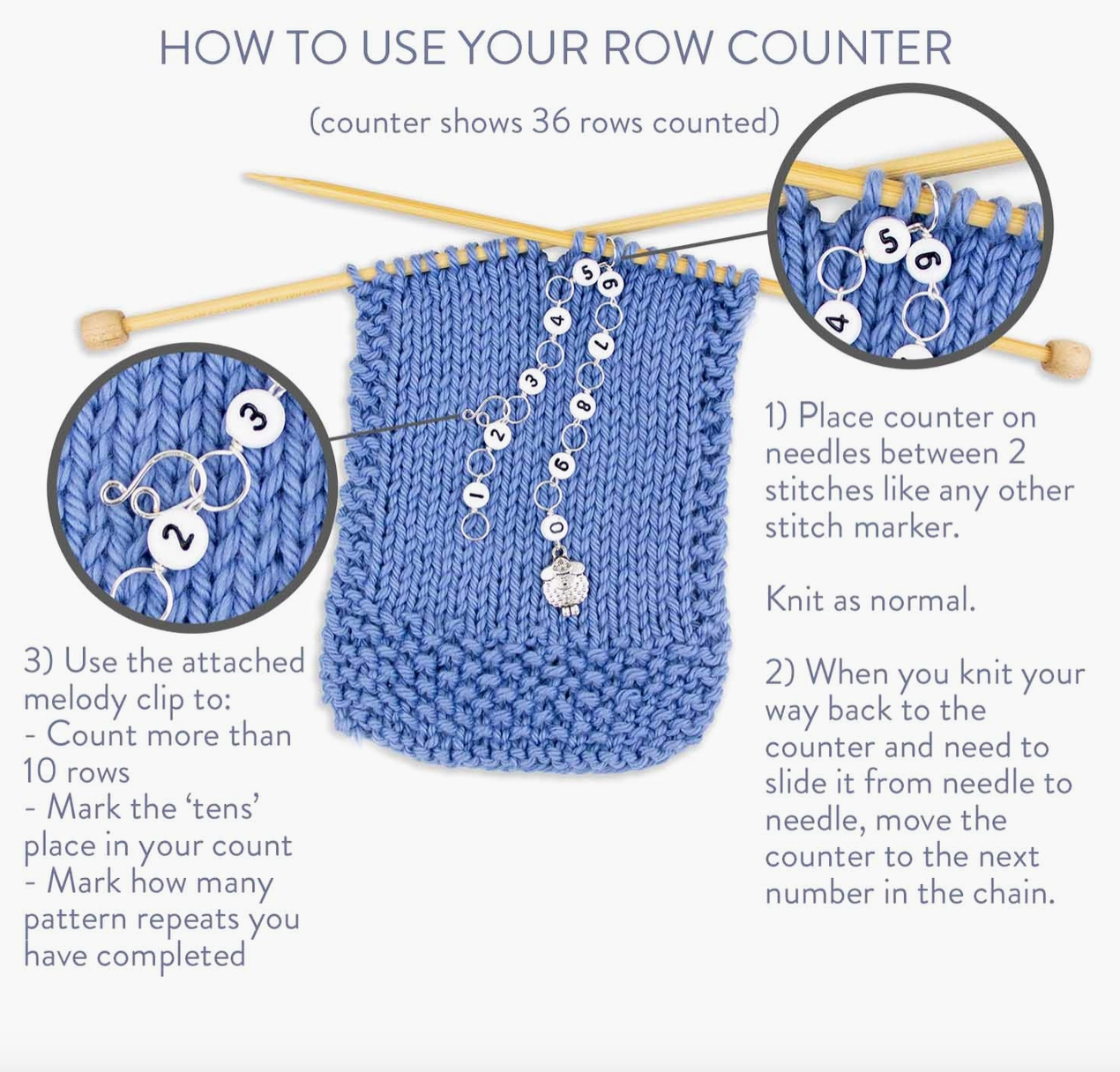 Twice Sheared Sheep Tea/Coffee Knitting Row Counter